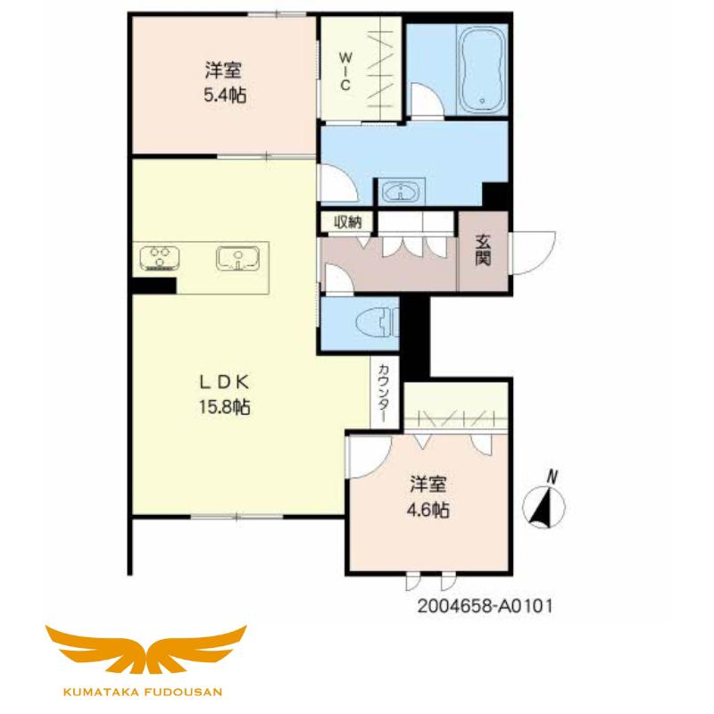 CASA FELICE 水前寺(2LDK/1階)の間取り写真