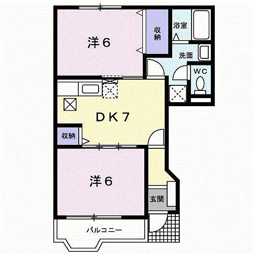 メゾンナカシマIIIB(2DK/1階)の間取り写真