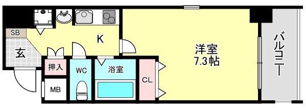 URBAN FLATS難波東(1K/3階)の間取り写真