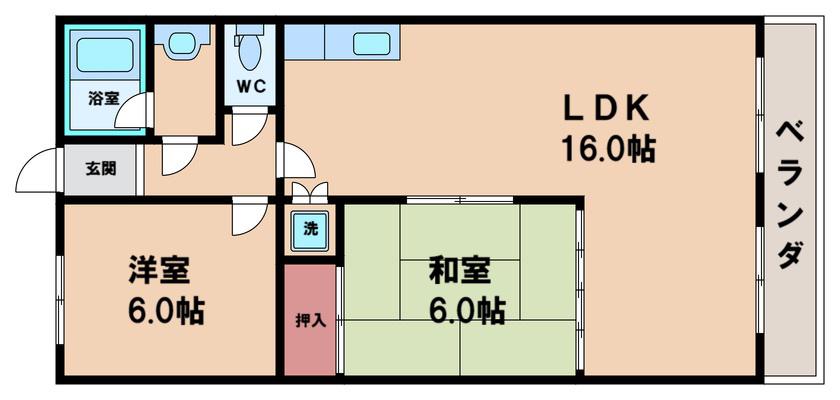 ナカノハイツ(2LDK/3階)の間取り写真