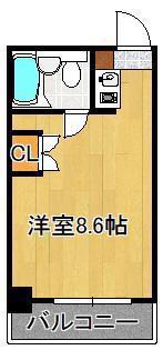 黒崎スカイマンション(ワンルーム/4階)の間取り写真
