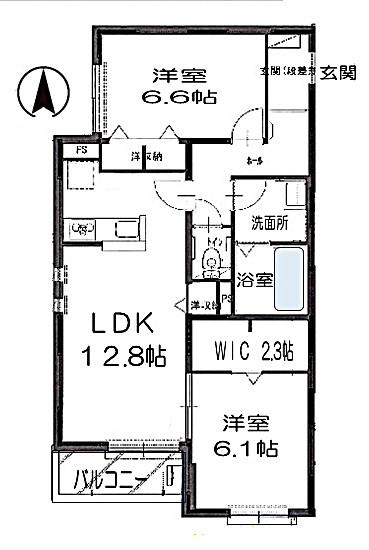 サザンハイツ元町(2LDK/1階)の間取り写真