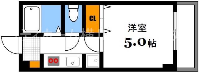 ハラビル(1K/2階)の間取り写真