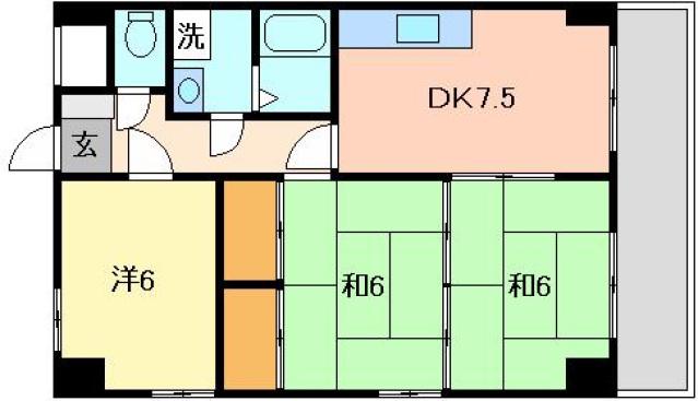 リバーサイド白島(3DK/3階)の間取り写真