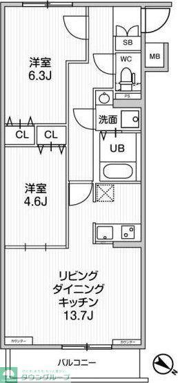 ジェノヴィア板橋本町IIIスカイガーデン(2LDK/5階)の間取り写真