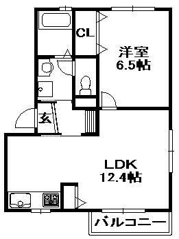 オレンジハイツ南口西館(1LDK/2階)の間取り写真