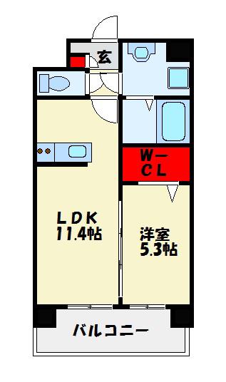 クレメンティア(1LDK/2階)の間取り写真