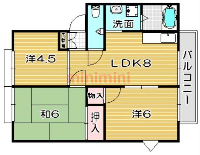 パセオ涼風(3LDK/1階)の間取り写真