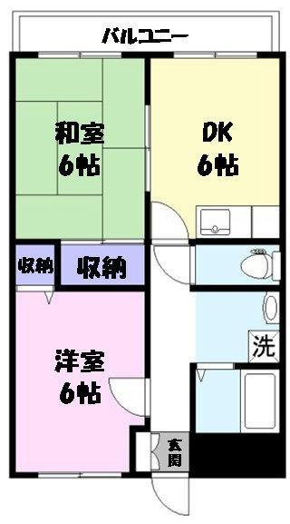 エコーマンションⅠ(2DK/1階)の間取り写真