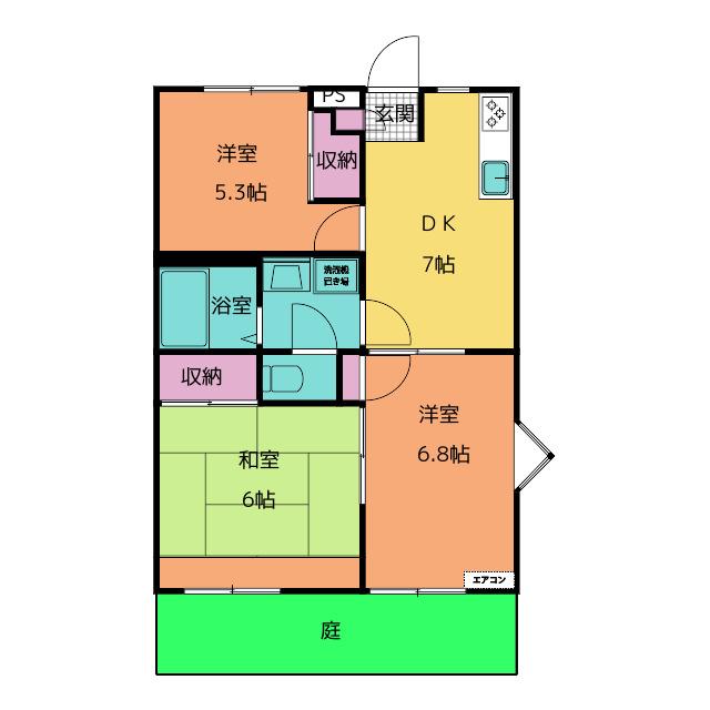 パストラーレ日永1号棟(3DK/1階)の間取り写真