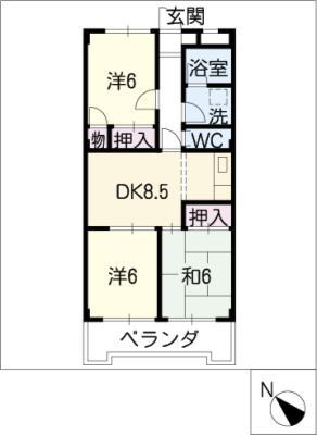 東長根1番館(3DK/4階)の間取り写真