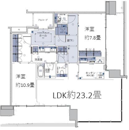グラングリーン大阪 THE ノース RESIDENCE(2LDK/36階)の間取り写真