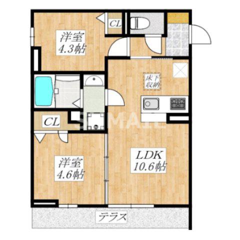 セレスティア新小岩(2LDK/1階)の間取り写真