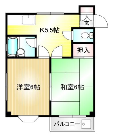 レジデンス野川(2K/3階)の間取り写真