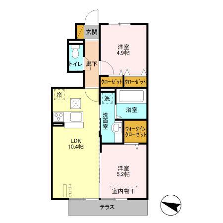 ヴィラ楓(2LDK/1階)の間取り写真