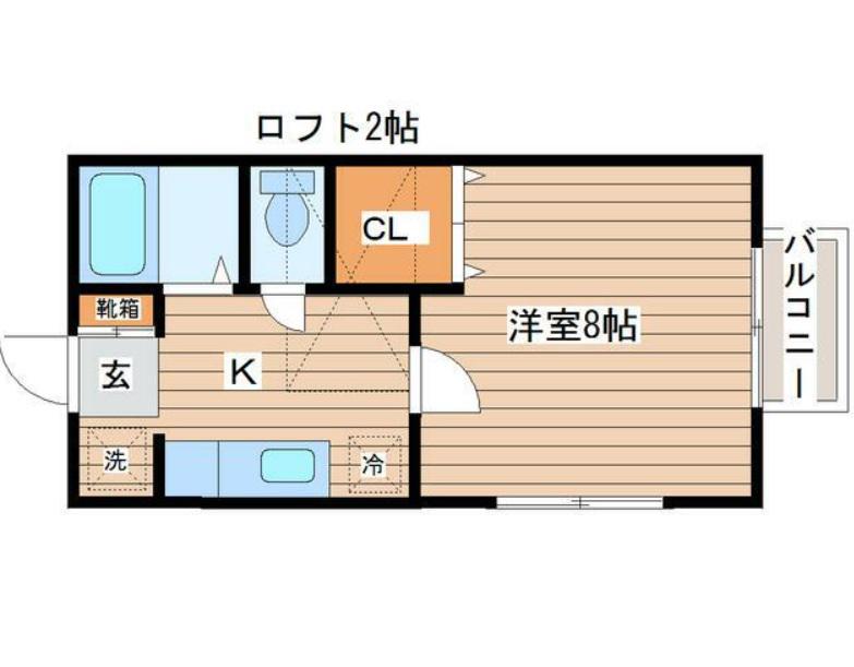 ハイネス小田原(1K/2階)の間取り写真