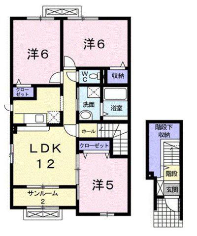 G-1町村(3LDK/2階)の間取り写真