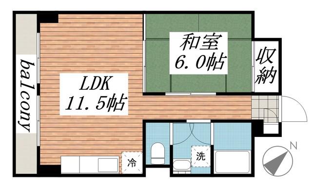 山口マンション(1LDK/3階)の間取り写真