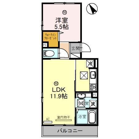 COZY COURT竹中 守山市阿村(1LDK/3階)の間取り写真