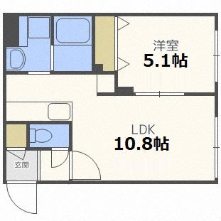 グランメール LIBRE栄通(1LDK/1階)の間取り写真