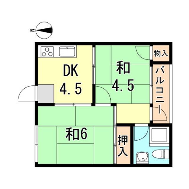 森友ハウス(2DK/2階)の間取り写真
