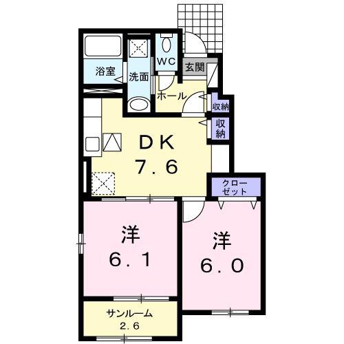 ブリーゼ A(2DK/1階)の間取り写真
