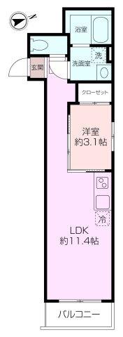 ETSUBO長後(1LDK/1階)の間取り写真