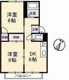 プレジール西元屋A(2DK/1階)の間取り写真