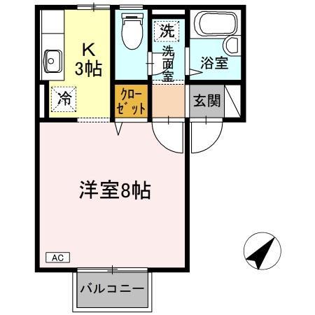 タクトハイツ日浅II(1K/1階)の間取り写真