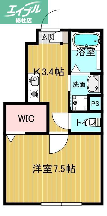 総社AP(1K/1階)の間取り写真
