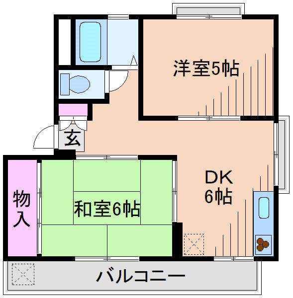 マンション美木(2DK/4階)の間取り写真