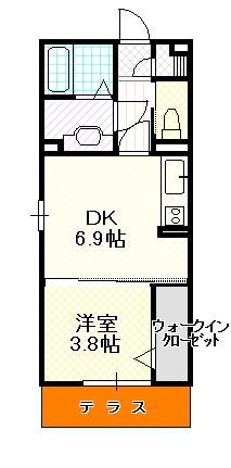 ボンシャンス薫風 A棟(1DK/1階)の間取り写真