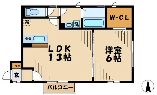グリーンハイツ(1LDK/1階)の間取り写真