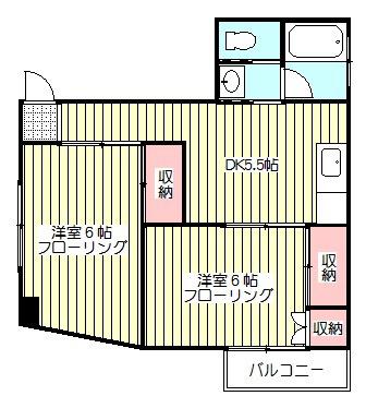 岩瀬ビル(2DK/3階)の間取り写真