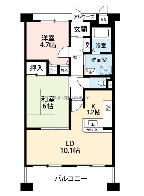 ユニライフ阿倍野昭和町(2LDK/9階)の間取り写真