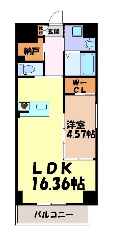 KAYA MEIEKI (1LDK/3階)の間取り写真