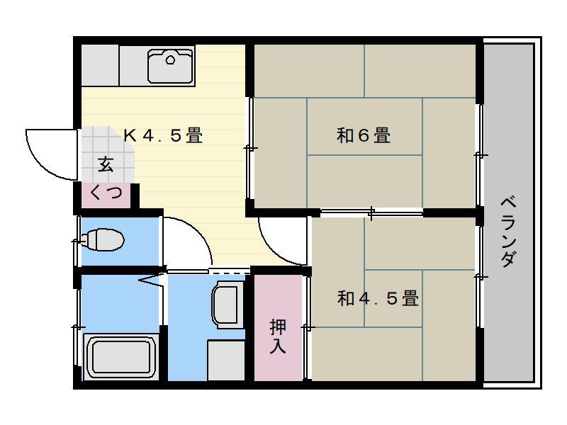 コーポちぐさ(2K/1階)の間取り写真
