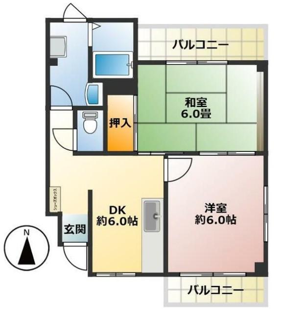 レジダンス プロスペリテ(2DK/2階)の間取り写真