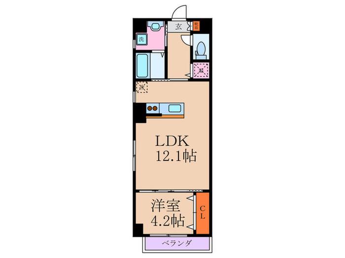 パインヴィレッジ三条(1LDK/4階)の間取り写真