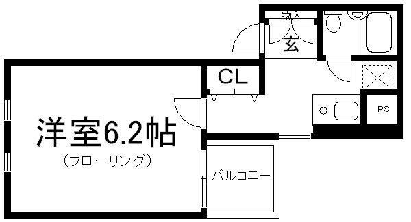 デトム・ワン烏丸鞍馬口II(1K/2階)の間取り写真