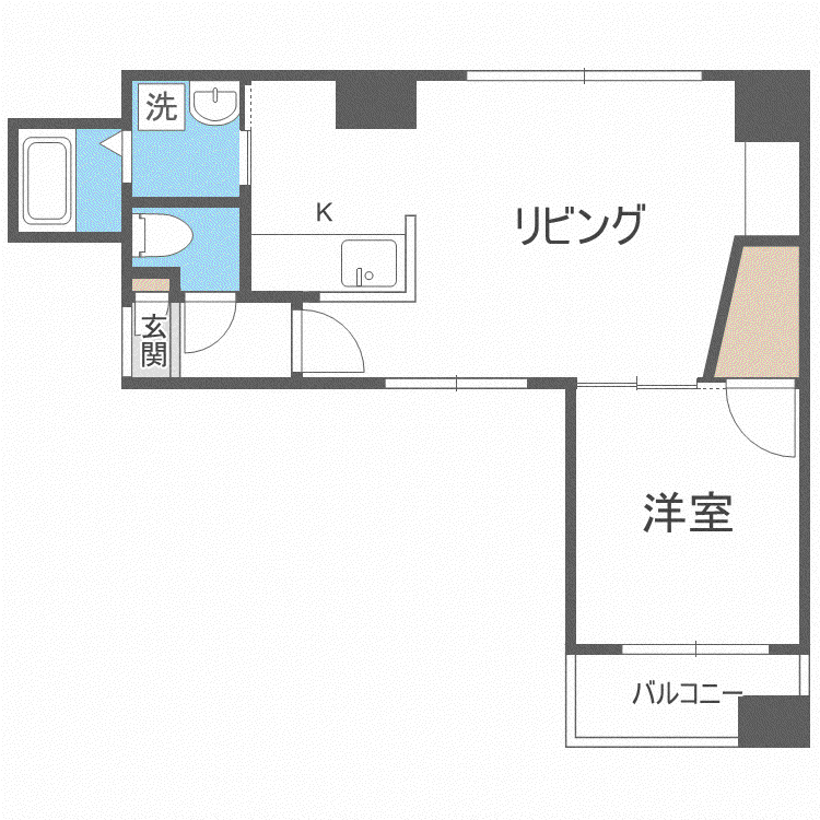 SPACE北三条(1LDK/3階)の間取り写真