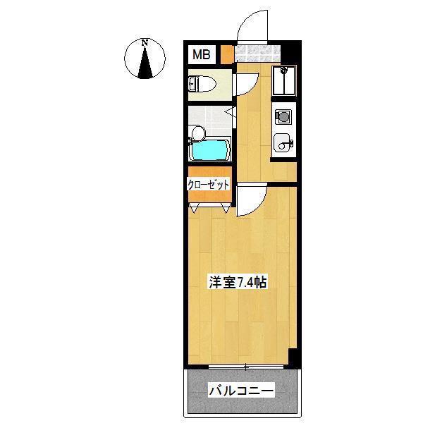 クリスタルコート学園(1K/3階)の間取り写真