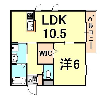 カーサビアンカ(1LDK/2階)の間取り写真