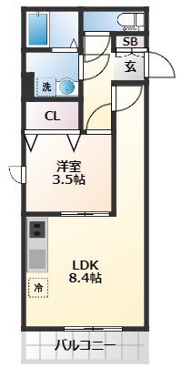 FORIA薬師堂駅前(1LDK/1階)の間取り写真