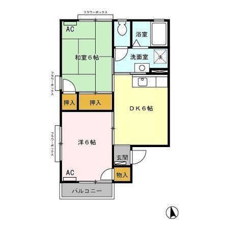 セジュール エム B(2DK/1階)の間取り写真