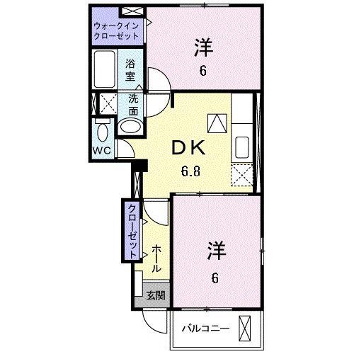 クリアネス F II(2DK/1階)の間取り写真
