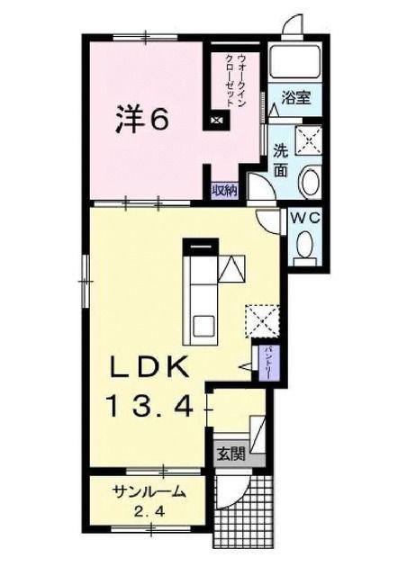 リリーガーデン(1LDK/1階)の間取り写真