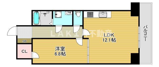 サムティ大阪ウエストグランジール(1LDK/6階)の間取り写真