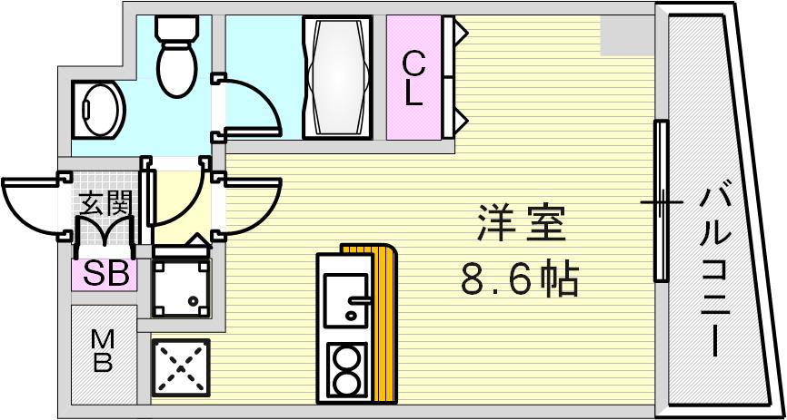 アドモリモト元町(ワンルーム/4階)の間取り写真