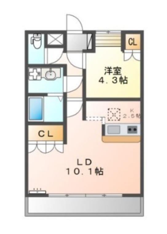 グレイスヒル・アート(1LDK/1階)の間取り写真